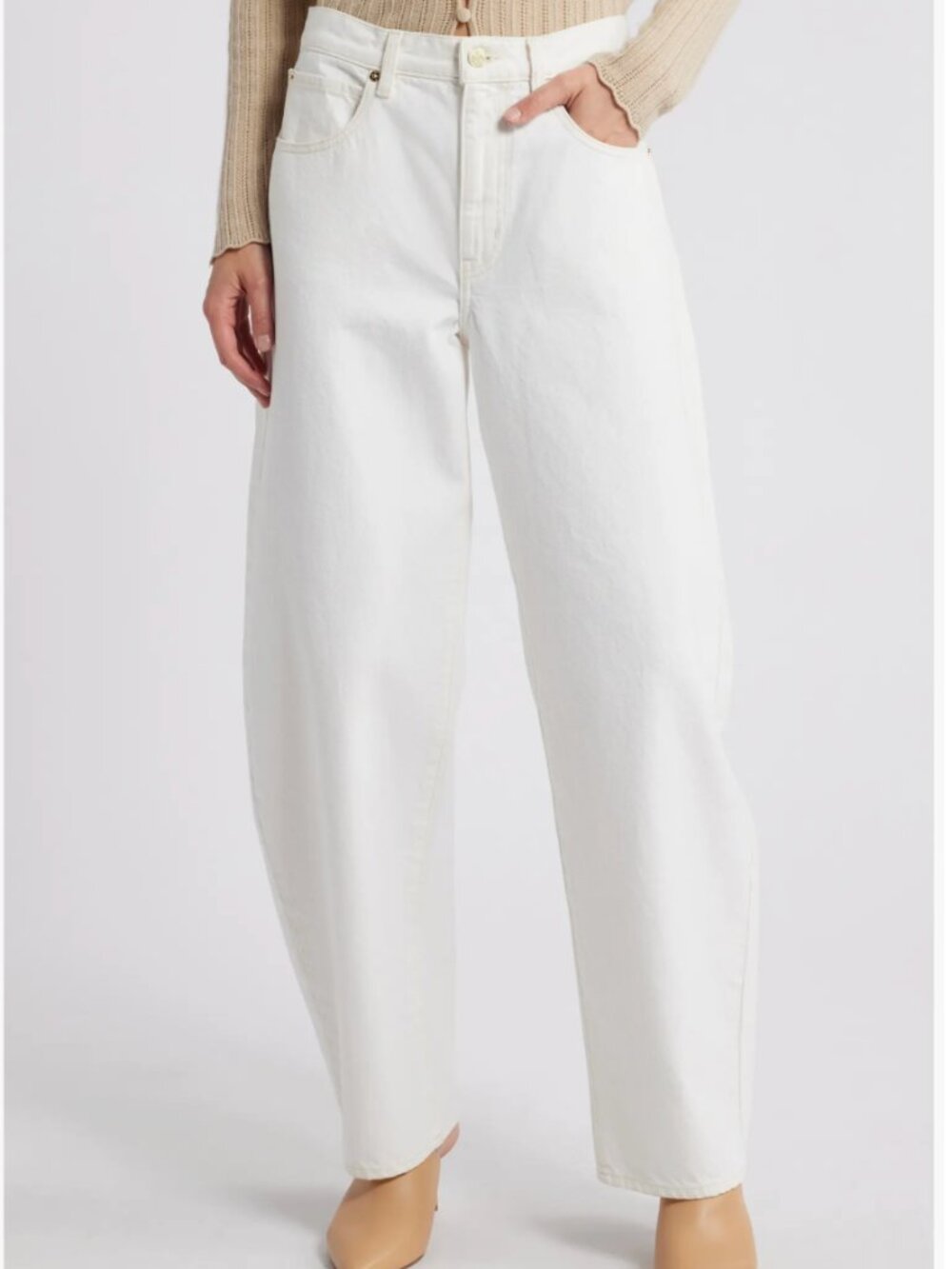 Frame Low Slung Barrel Denim Jeans Off-White Relaxed Fit size 28